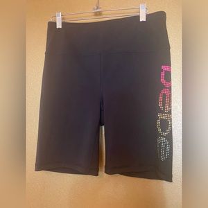 Bebe Sport “Rainbow Lites” Black Bike Shorts Size L